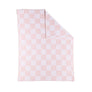Knitted Chenille Blanket - Pink Check