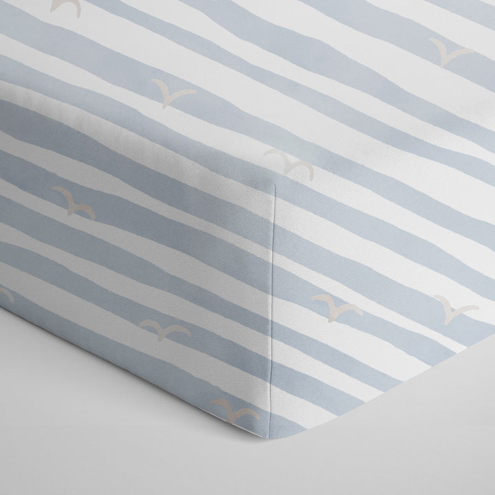 Cotton Jersey Fitted Sheet - Blue Stripes