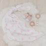 Cotton Muslin Swaddle Pink Hearts