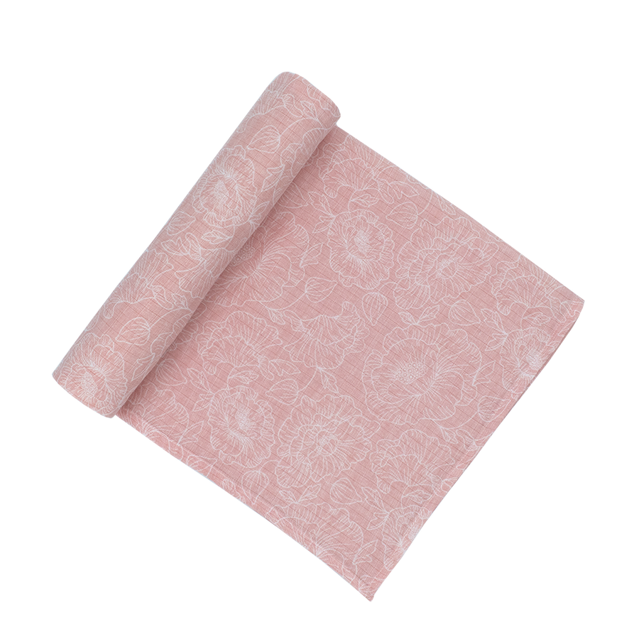 Cotton Muslin Swaddle Blanket - Pink Floral