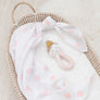 Cotton Muslin Swaddle Pink Hearts w/ Emma Ballerina Rattle