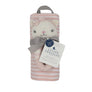 Cotton Muslin Pink Stripe w/ Ava Cat Rattle