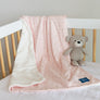 Jersey Blanket w/ Sherpa - Pink Metallic Hearts