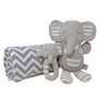 3pc Baby Set - Chevron Chenille Baby Blanket + Theodore Elephant Knitted Toy + Theodore Elephant Rattle