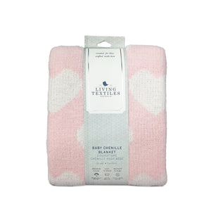 Pink Baby Blanket | Chenille Baby Blanket - Pink Hearts | Living Textiles Co.