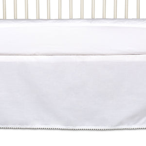 Crib Bed Skirt - White w/ Pom Pom Trim