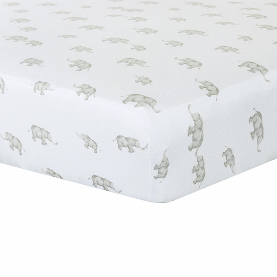 Cotton Jersey Fitted Sheet - Elephant Heritage