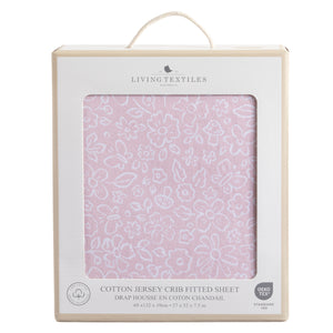 Cotton Jersey Fitted Sheet - Pink flower