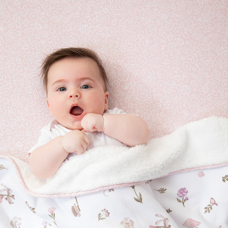 Cotton Jersey Fitted Sheet - Pink flower