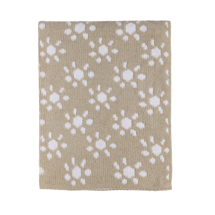 Knitted Chenille Blanket - Taupe Sunflower