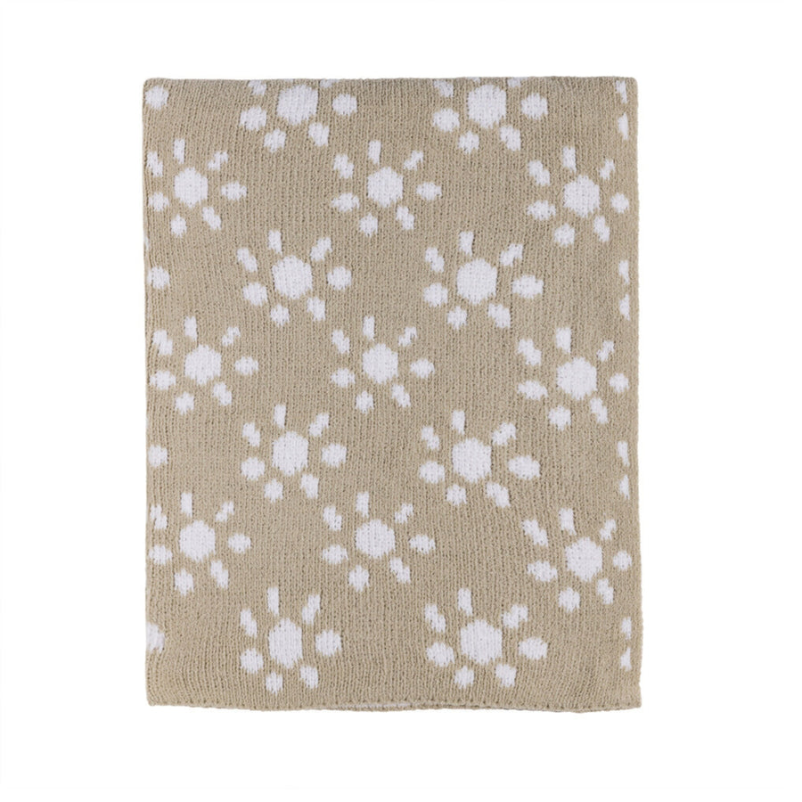 Knitted Chenille Blanket - Taupe Sunflower