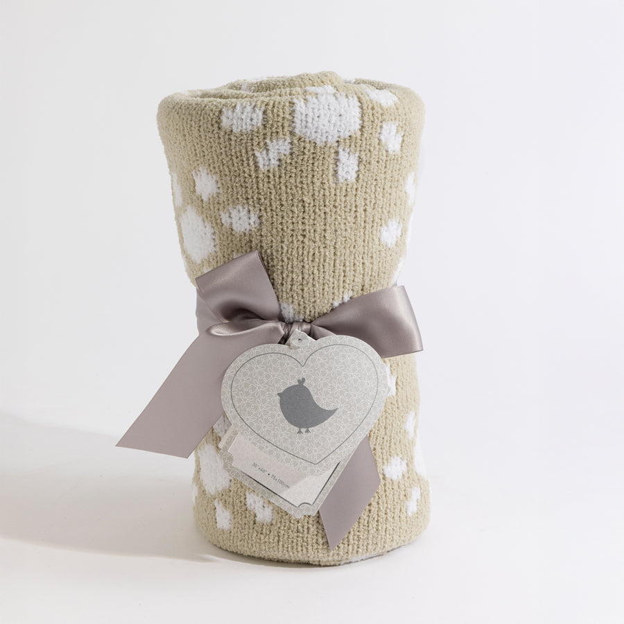 Knitted Chenille Blanket - Taupe Sunflower