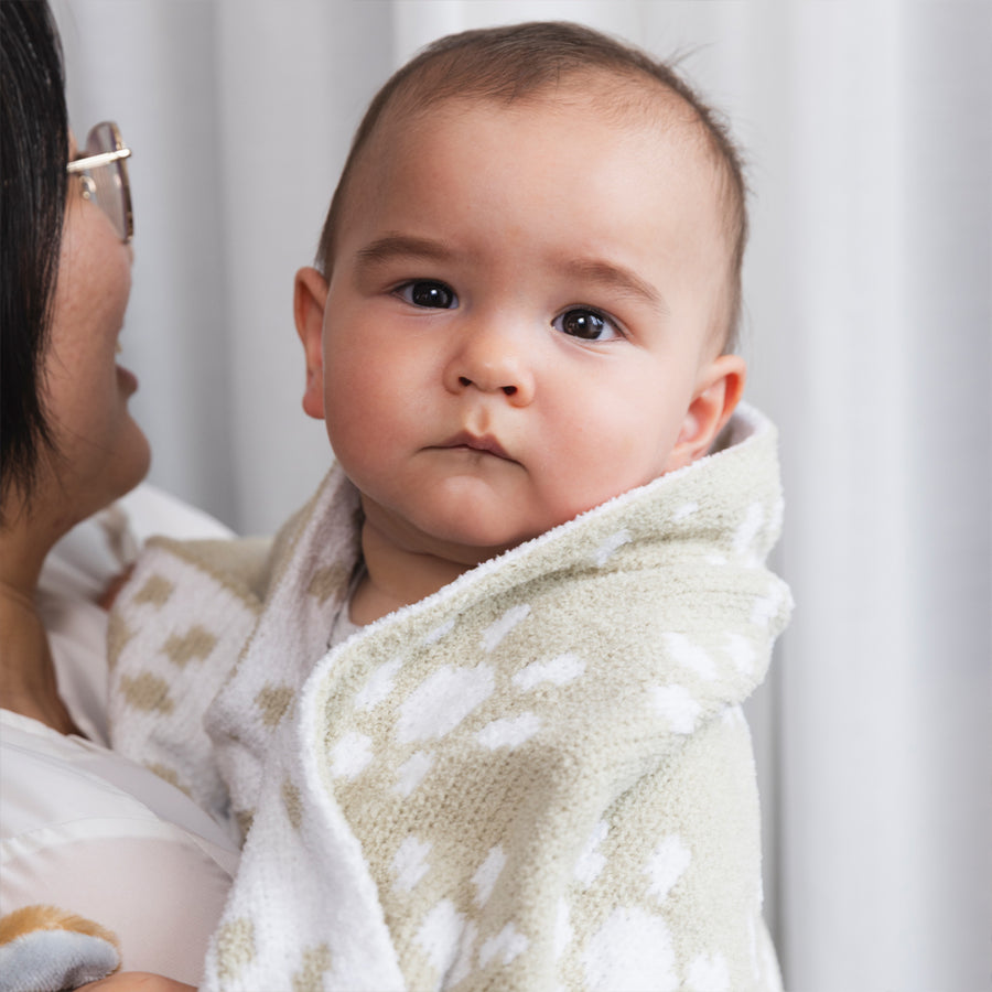 Knitted Chenille Blanket - Taupe Sunflower