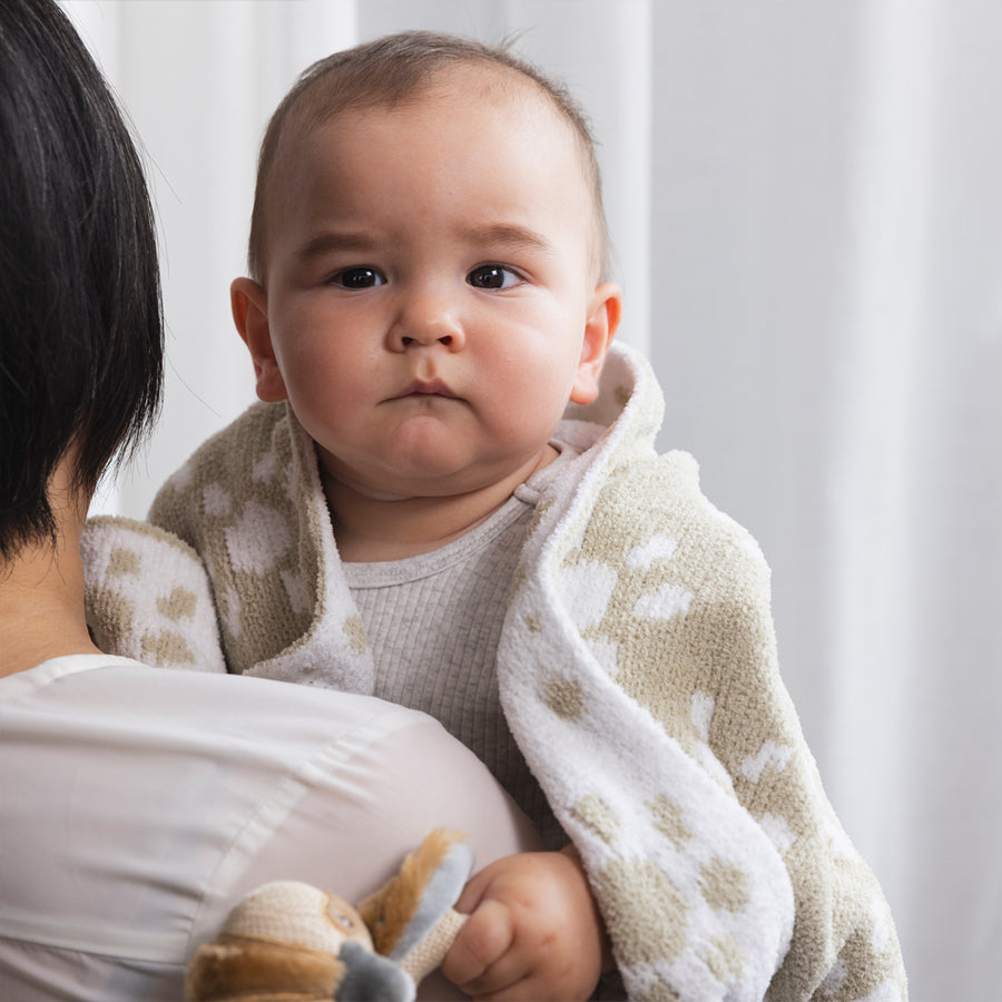 Knitted Chenille Blanket - Taupe Sunflower