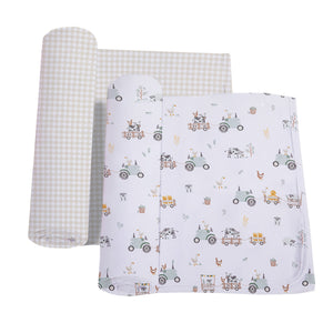 2PK Jersey Swaddle - Tractor Ride