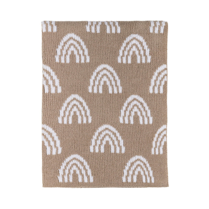 Knitted Chenille Blanket - Taupe Rainbow
