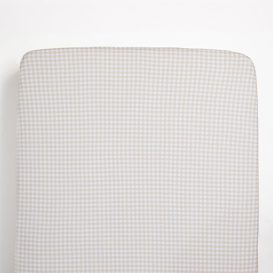 Cotton Jersey Fitted Sheet - Cream Gingham