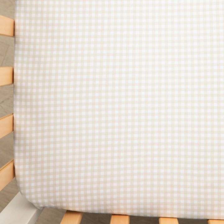 Cotton Jersey Fitted Sheet - Cream Gingham