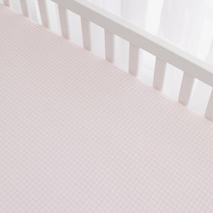 Cotton Jersey Fitted Sheet - Pink Gingham
