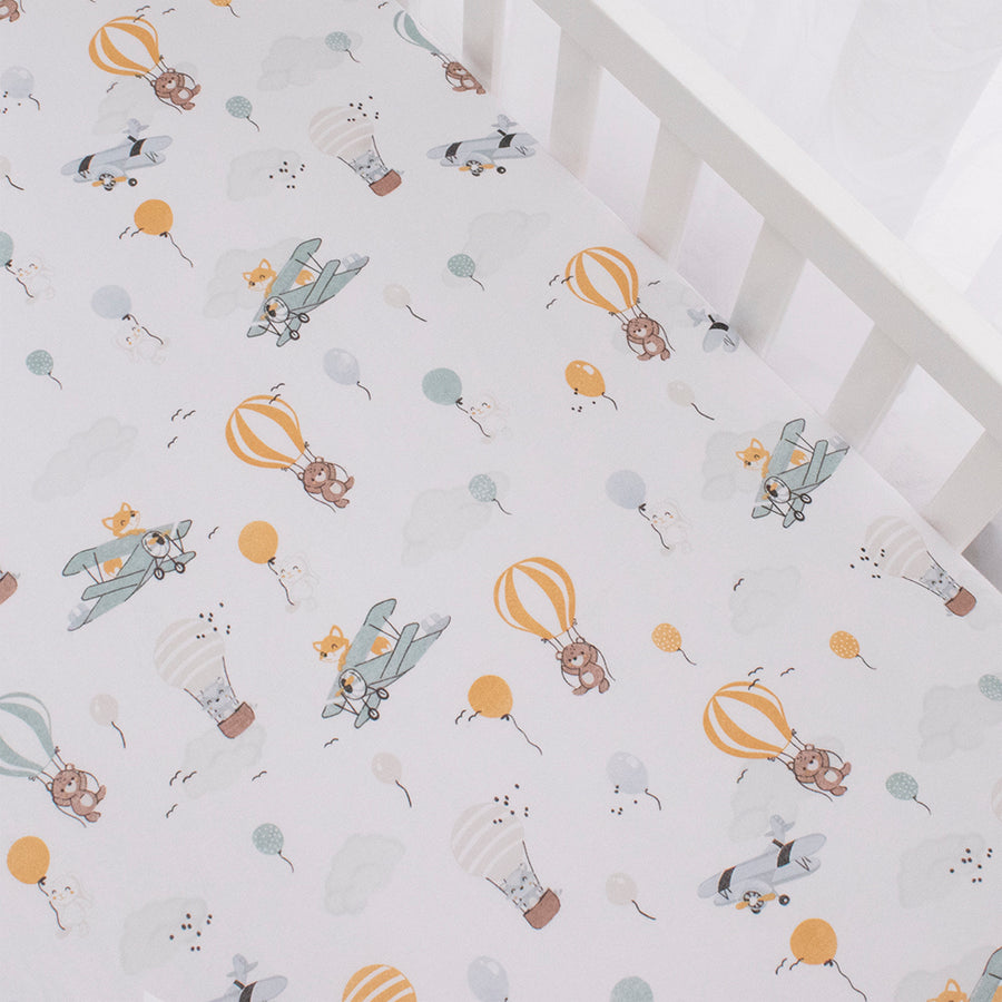 Cotton Jersey Fitted Sheet - Up And Up Away