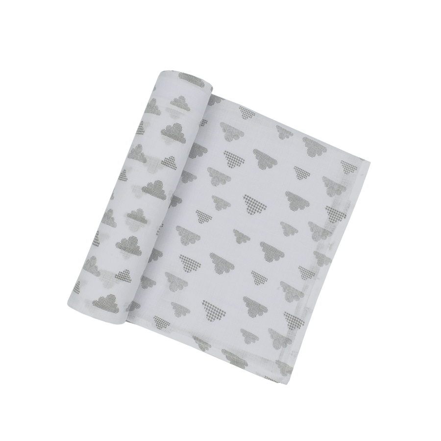 Cotton Muslin Swaddle - Grey Clouds