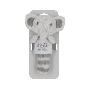 Cotton Knitted Rattle - Eli Elephant – Living Textiles Co