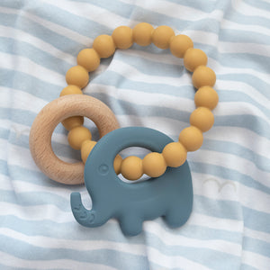Silicone Elephant Teether Steel Blue