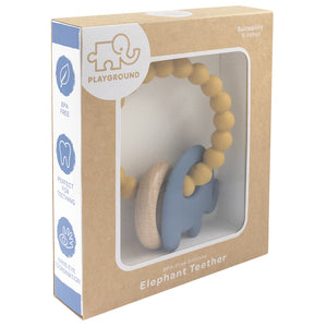 Silicone Elephant Teether Steel Blue