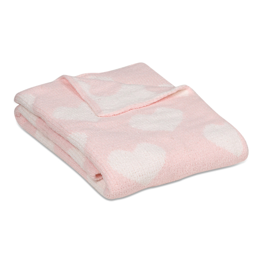 Chenille Baby Blanket - Pink Hearts