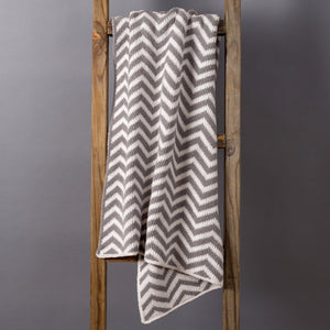 Chenille Baby Blanket - Grey Chevron - Living Textiles Co.