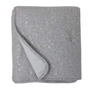 Quilted Comforter - Metallic Stars + Grey Heathered Stripes