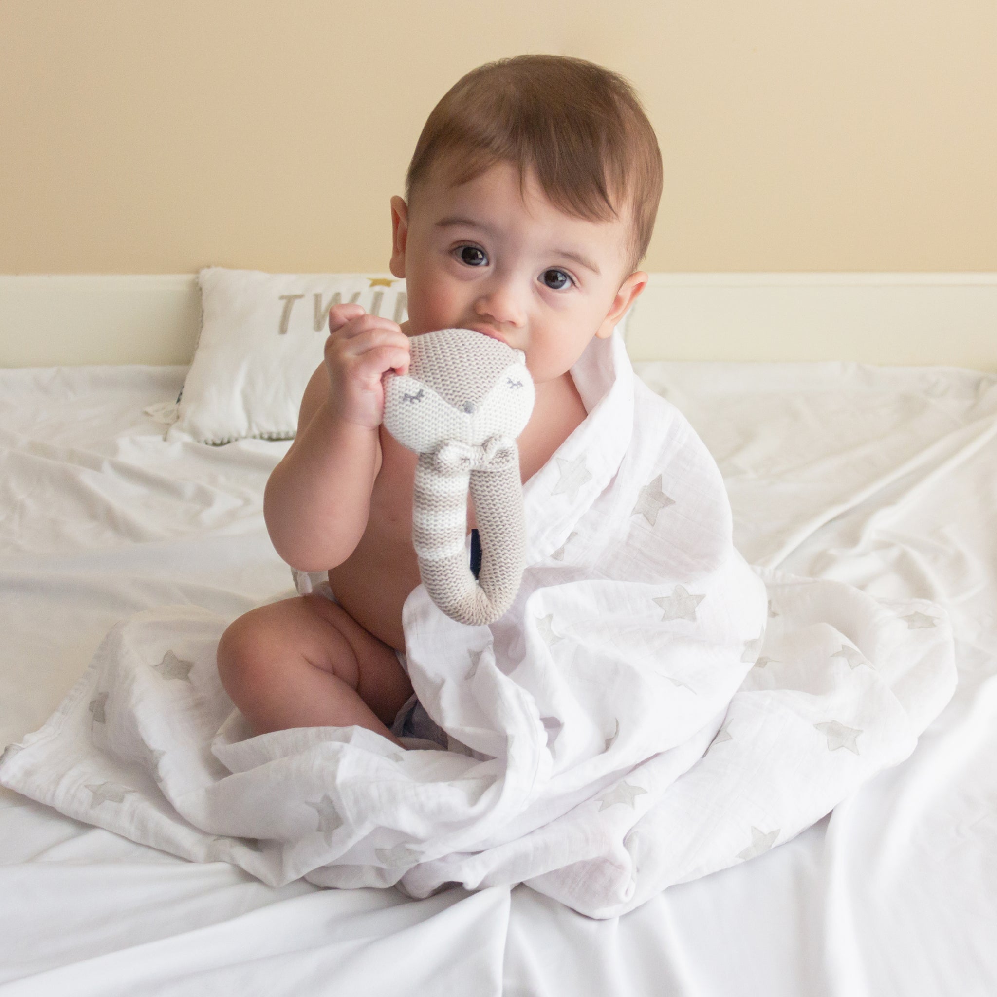 Knitted Rattle - Charley Fox – Living Textiles Co