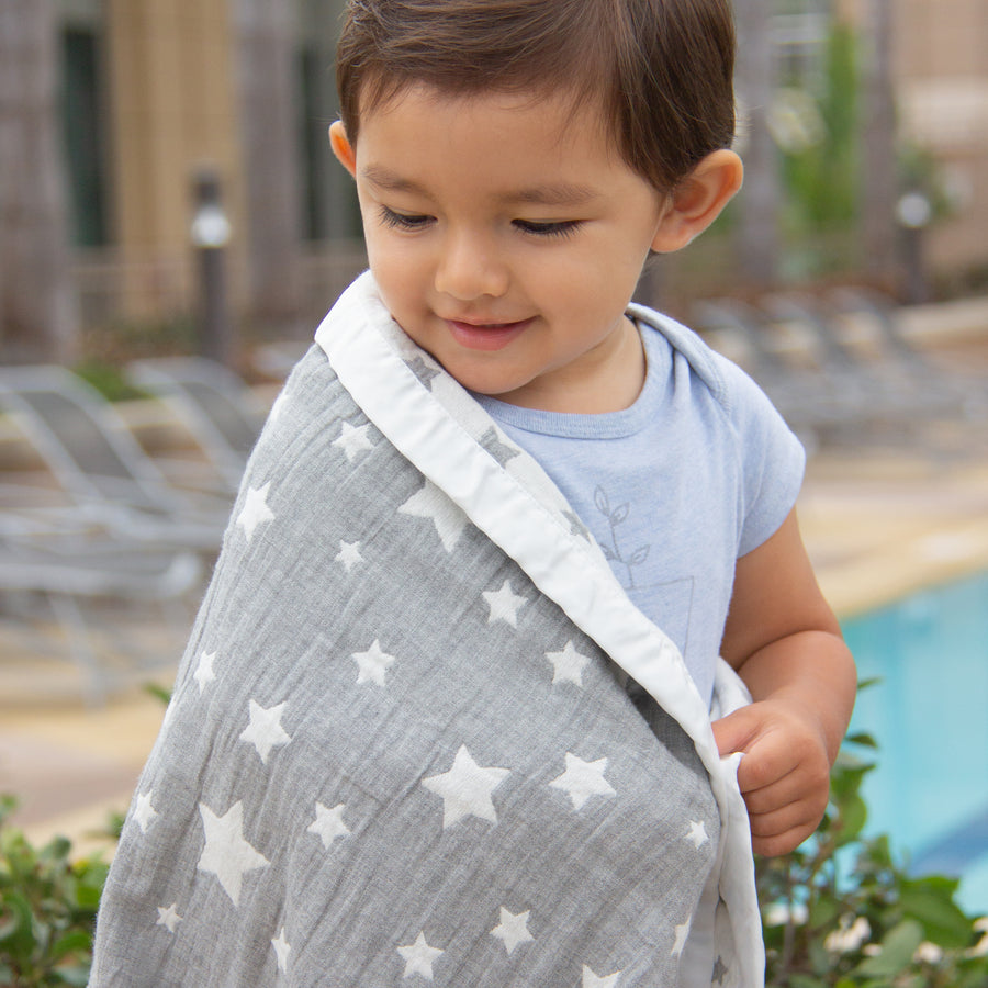 Muslin Jacquard Blanket - Grey Stars | Living Textiles – Living Textiles Co