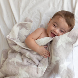 Baby Boy Blankets | Chenille Baby Blanket - Grey Stars | Living Textiles Co.