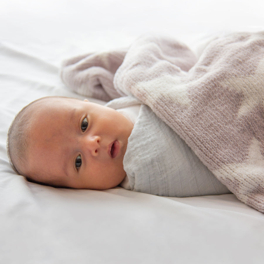 Baby Boy Blankets | Chenille Baby Blanket - Grey Stars | Living Textiles Co.