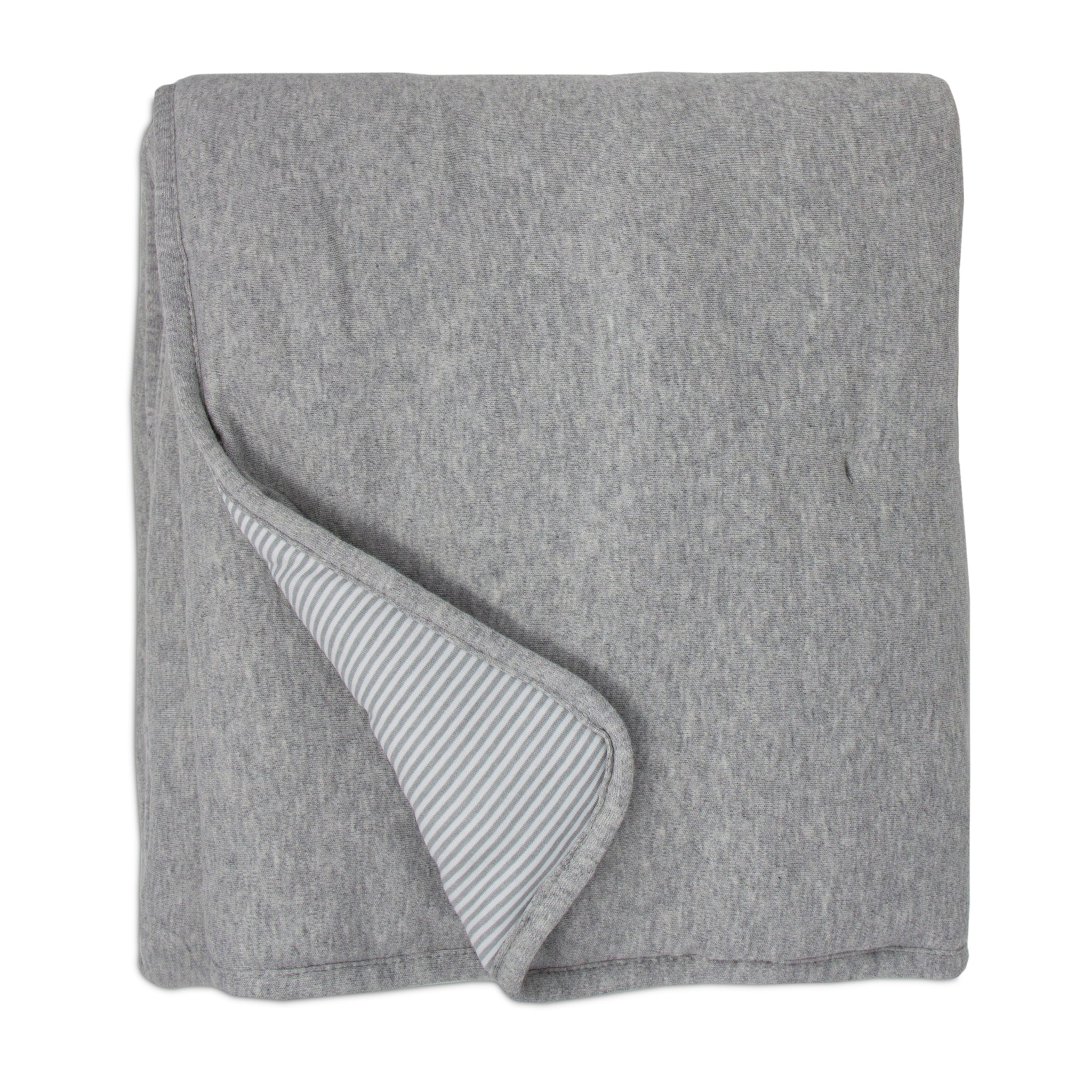 Quilted Comforter - Grey Marl + Grey Heathered Stripes – Living Textiles Co