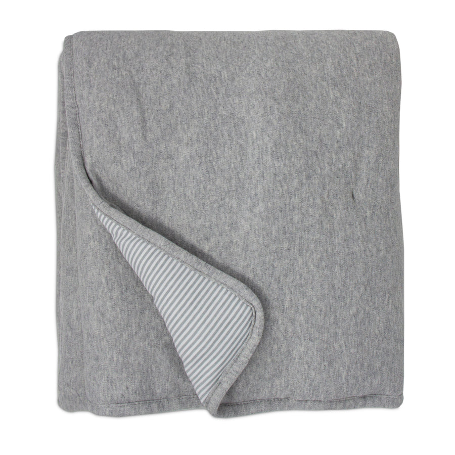 Quilted Comforter - Grey Marl + Grey Heathered Stripes