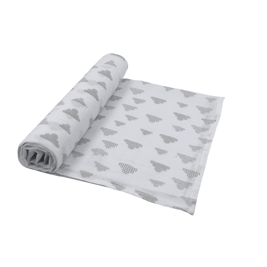 Cotton Muslin Swaddle - Grey Clouds