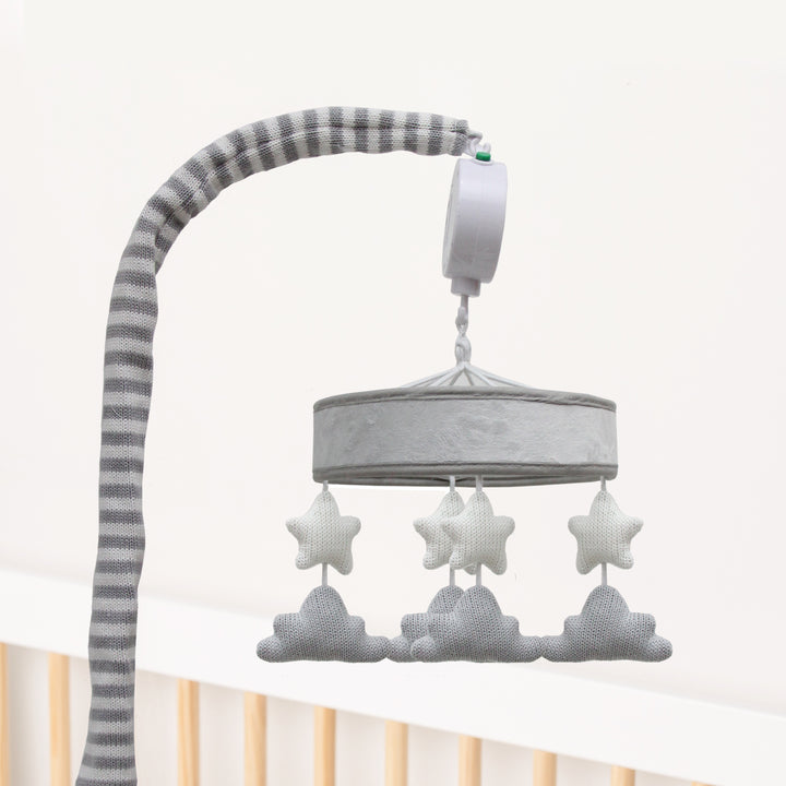 Knitted Musical Mobile - White Stars
