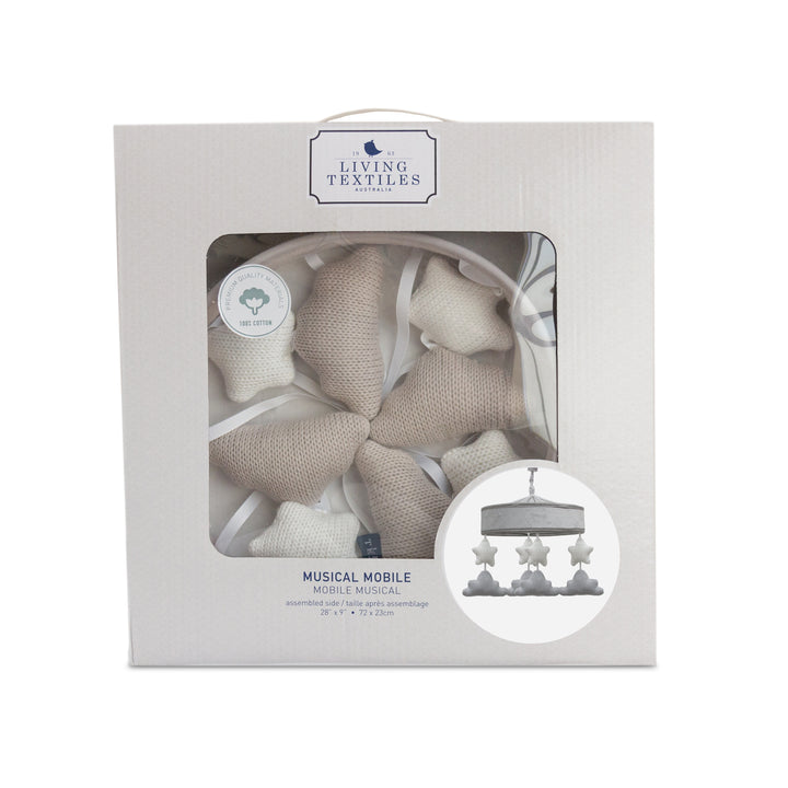 Knitted Musical Mobile - White Stars