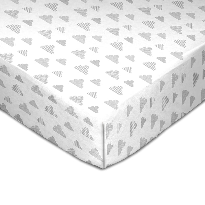 Muslin Crib Fitted Sheet - Grey Clouds
