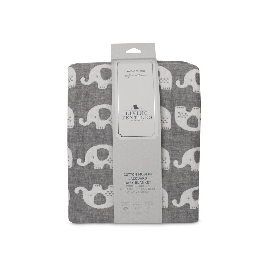 Muslin Jacquard Blanket - Grey Elephant