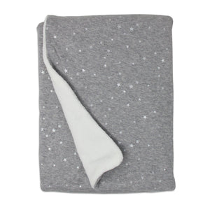 Jersey Blanket w/ Sherpa - Grey Metallic Stars