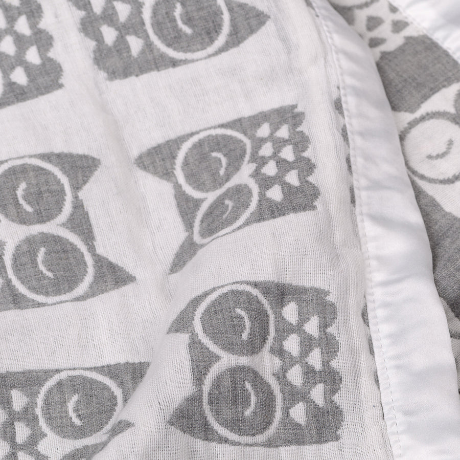 Muslin Jacquard Blanket - Grey Owl