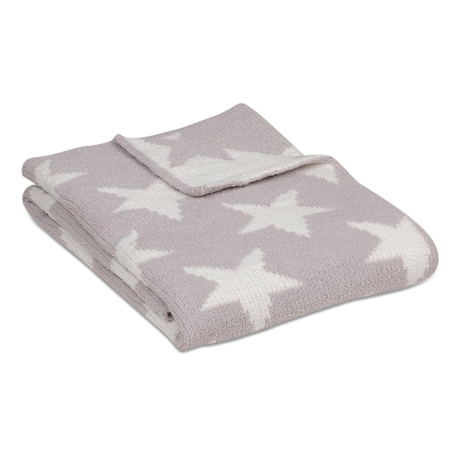 Chenille Baby Blanket - Grey Stars