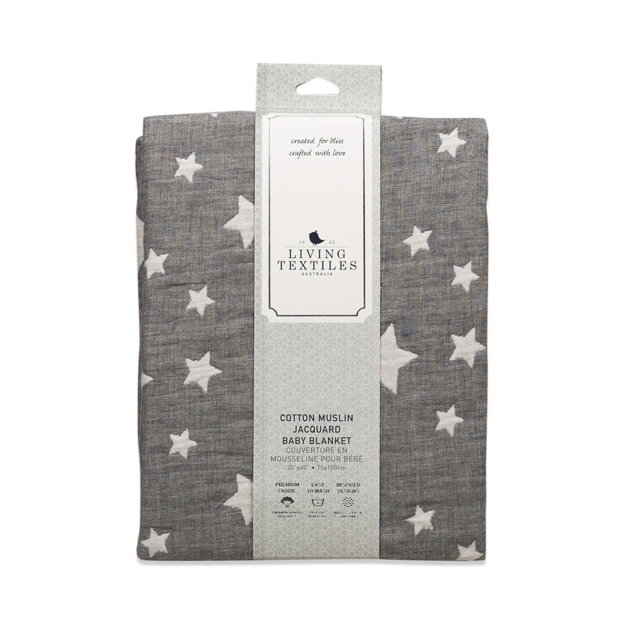 Muslin Jacquard Blanket - Grey Stars