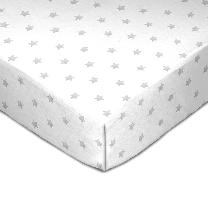 Muslin Crib Fitted Sheet - Grey Stars