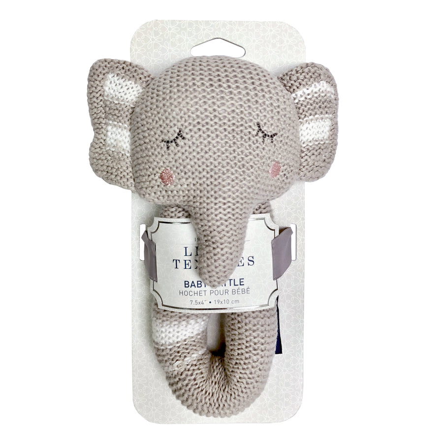 Knitted Rattle - Theodore Elephant
