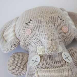 3pc Baby Set - Chevron Chenille Baby Blanket + Theodore Elephant Knitted Toy + Theodore Elephant Rattle