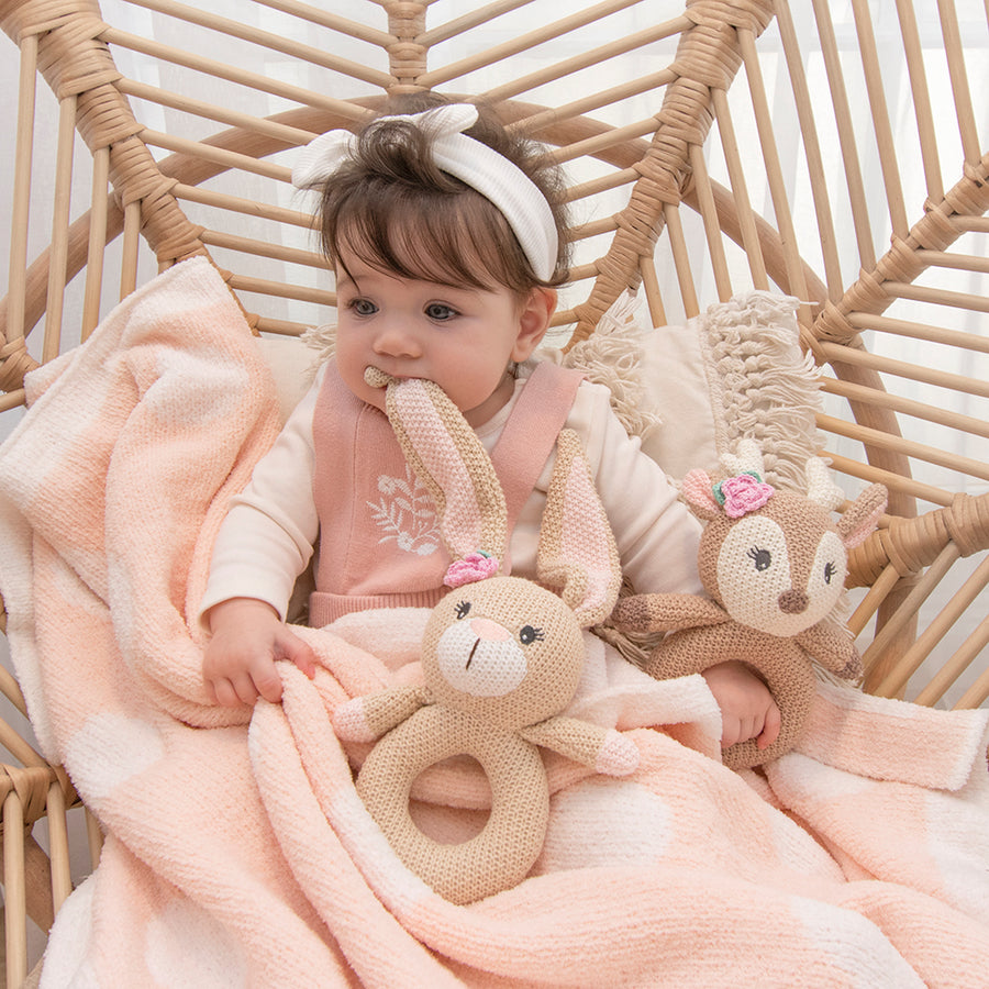 Whimsical Knit Rattle - Fiora Fawn